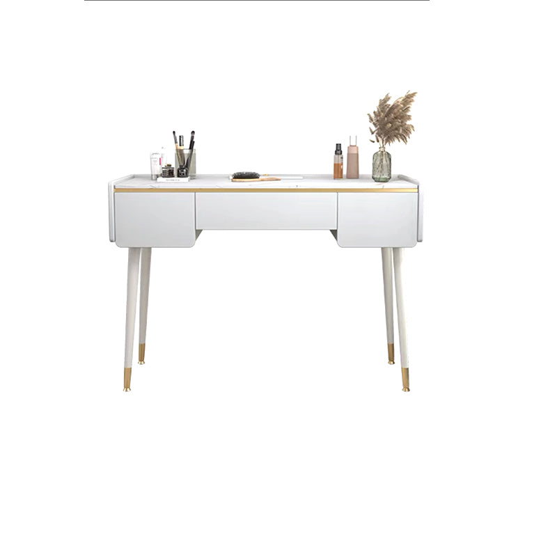 Glam Wooden Frame Dressing Table Slate Top Vanity with Drawers