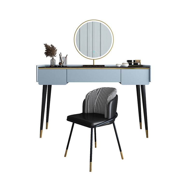 Glam Wooden Frame Dressing Table Slate Top Vanity with Drawers