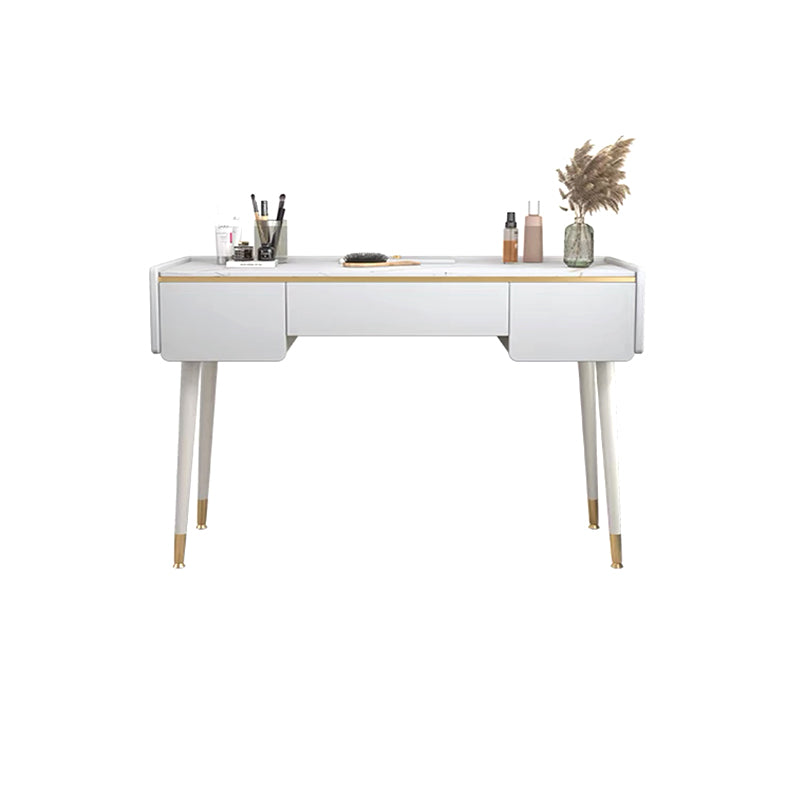 Glam Wooden Frame Dressing Table Slate Top Vanity with Drawers