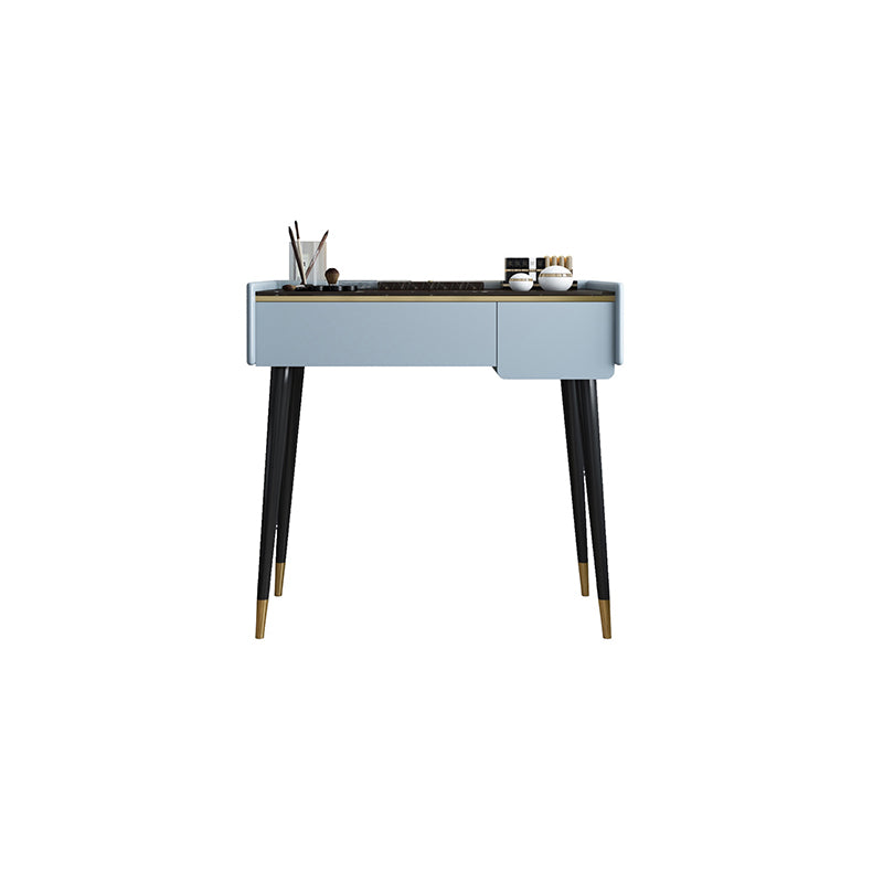 Glam Wooden Frame Dressing Table Slate Top Vanity with Drawers