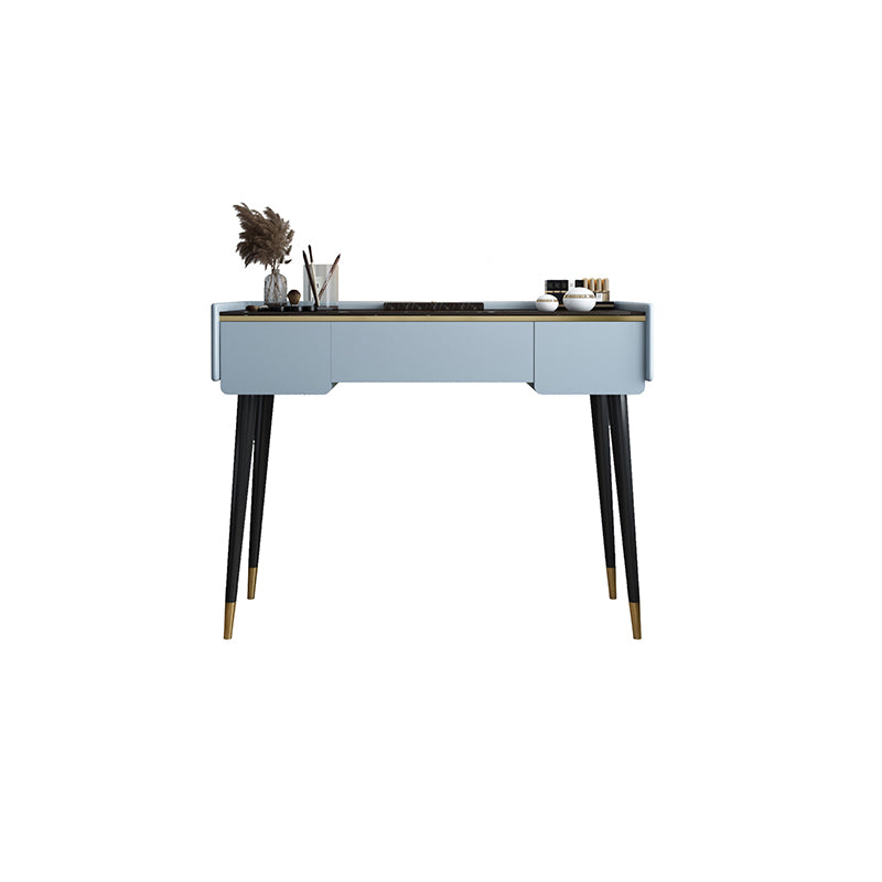 Glam Wooden Frame Dressing Table Slate Top Vanity with Drawers
