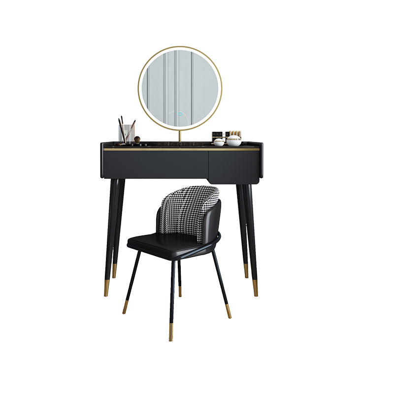 Glam Wooden Frame Dressing Table Slate Top Vanity with Drawers