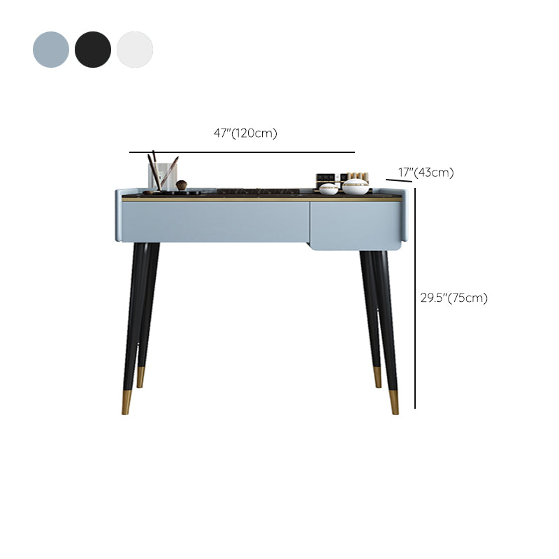 Glam Wooden Frame Dressing Table Slate Top Vanity with Drawers