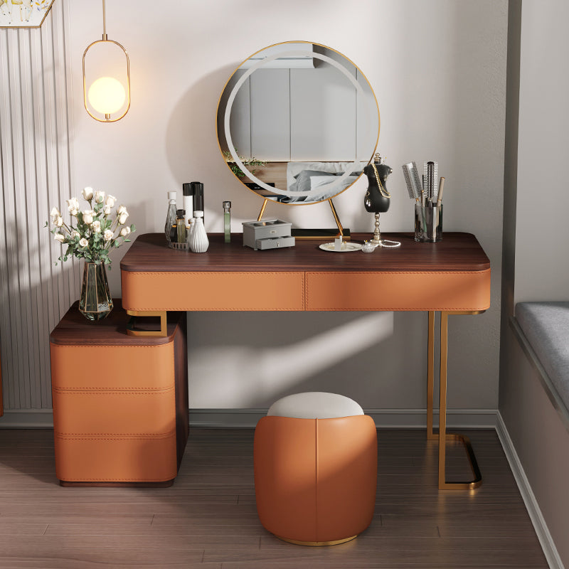 Glam 17.72" Wide Wooden Makeup Vanity with 5 Drawers for Bedroom