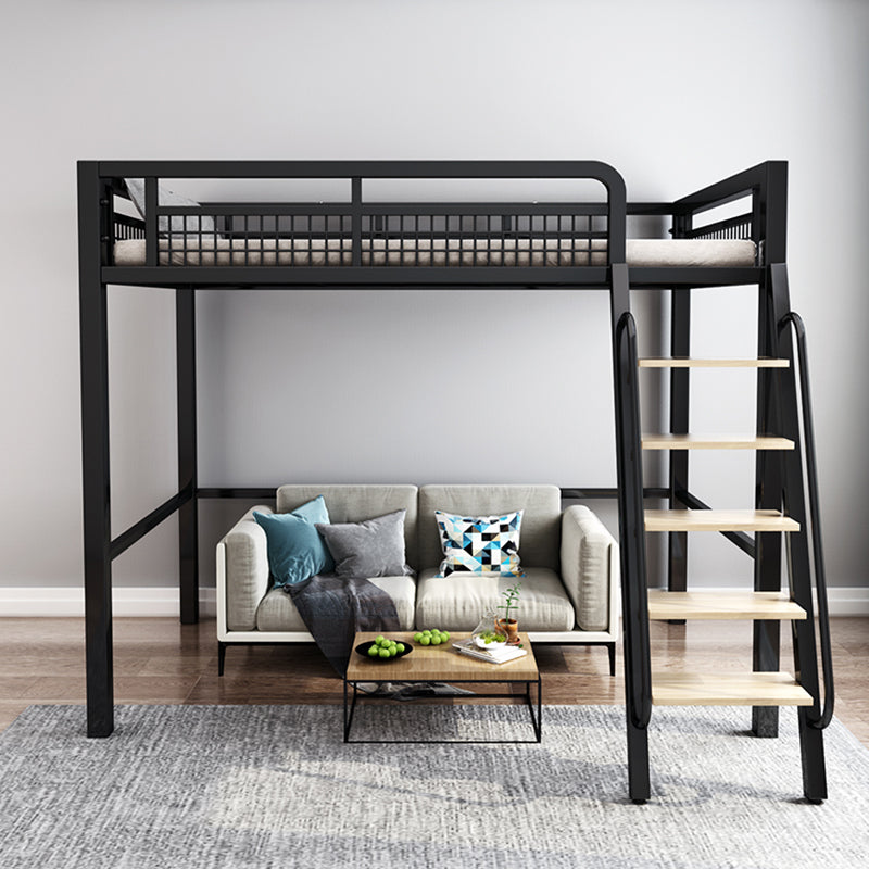 Contemporary Metal Bed 82.67" Tall Open-Frame Bed in Black/White