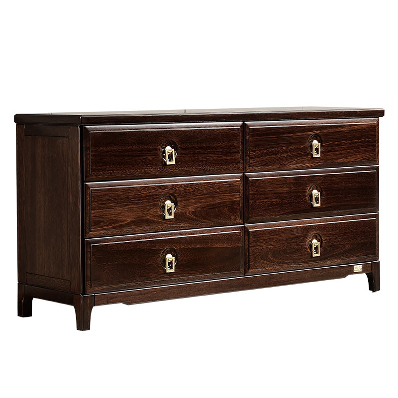 Mid-Century Modern Accent Chest Rectangle Brown Lacquered Wood Chest