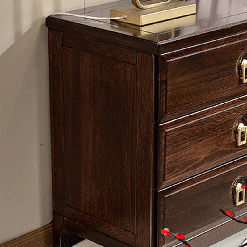 Mid-Century Modern Accent Chest Rectangle Brown Lacquered Wood Chest