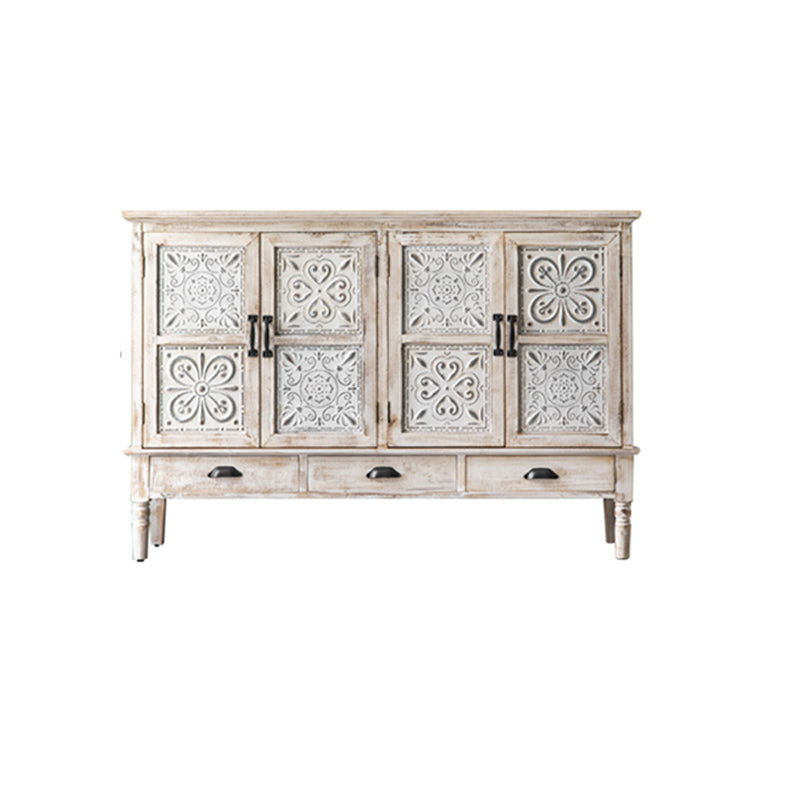 Industrial Rectangle Accent Cabinet Distressed Finish Fretwork Accent Cabinet