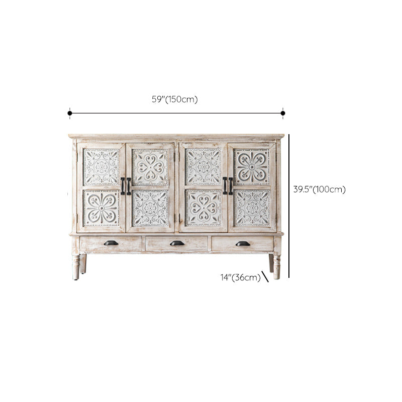 Industrial Rectangle Accent Cabinet Distressed Finish Fretwork Accent Cabinet
