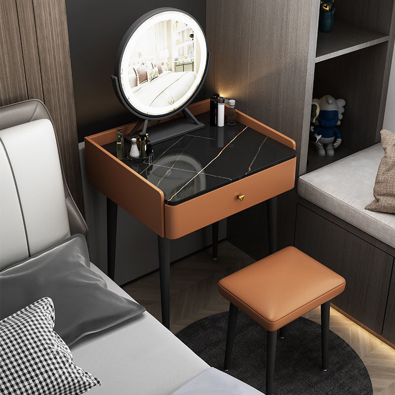 Contemporary Vanity With Drawer Solid Wood Mirror BedroomMakeup Vanity Set
