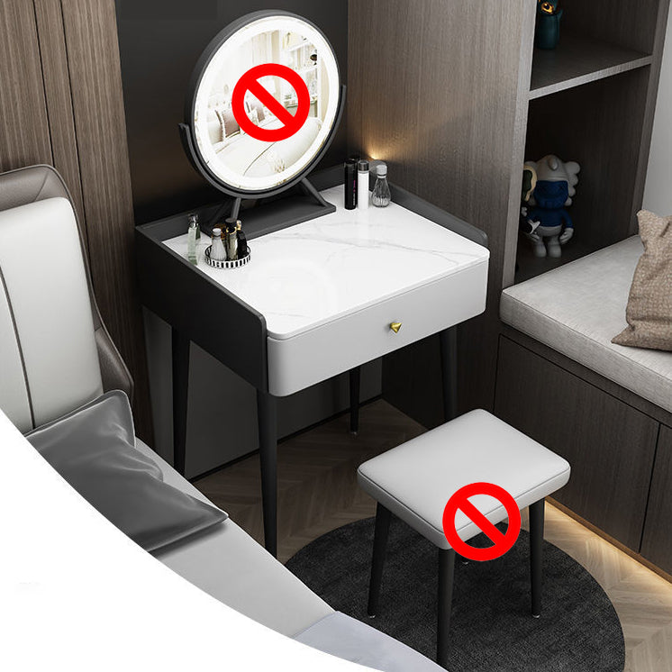Contemporary Vanity With Drawer Solid Wood Mirror BedroomMakeup Vanity Set