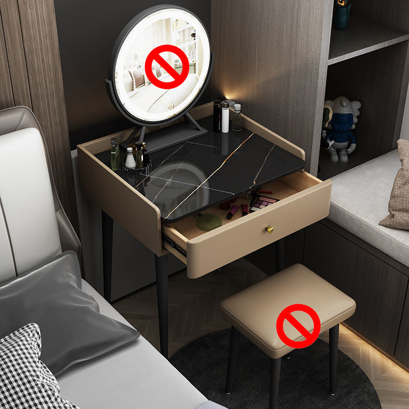 Contemporary Vanity With Drawer Solid Wood Mirror BedroomMakeup Vanity Set