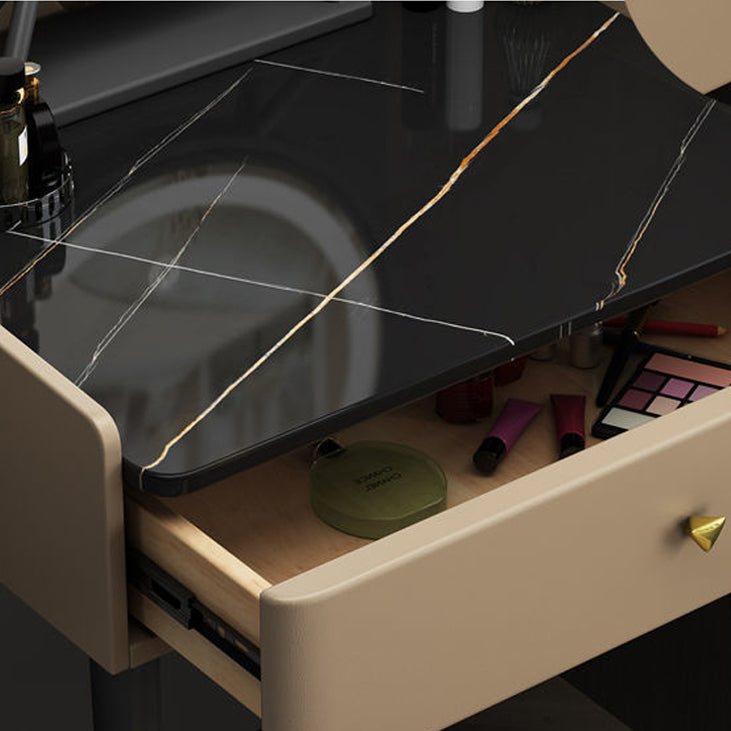 Contemporary Vanity With Drawer Solid Wood Mirror BedroomMakeup Vanity Set