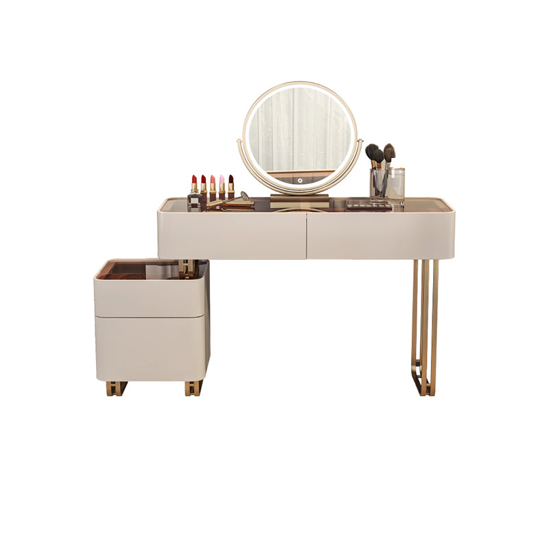 30.7" Height Makeup Table Solid Wood Vanity with Drawers Vanity Stool