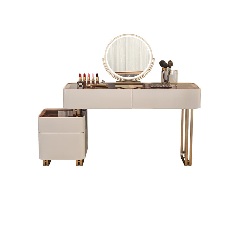 30.7" Height Makeup Table Solid Wood Vanity with Drawers Vanity Stool