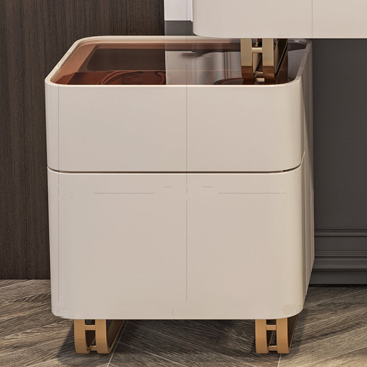30.7" Height Makeup Table Solid Wood Vanity with Drawers Vanity Stool