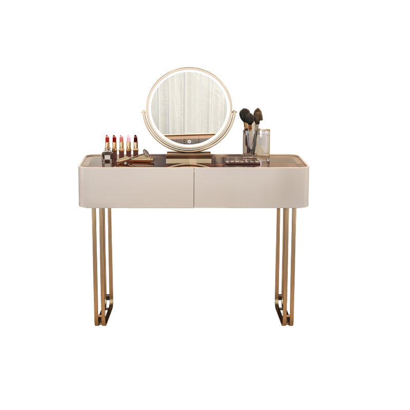 30.7" Height Makeup Table Solid Wood Vanity with Drawers Vanity Stool