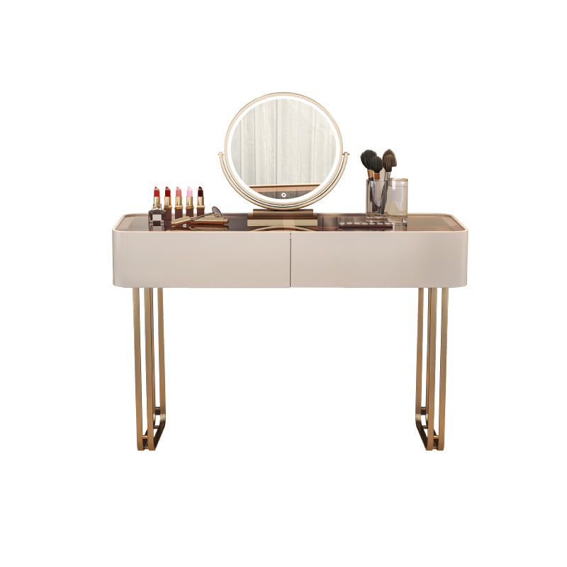30.7" Height Makeup Table Solid Wood Vanity with Drawers Vanity Stool