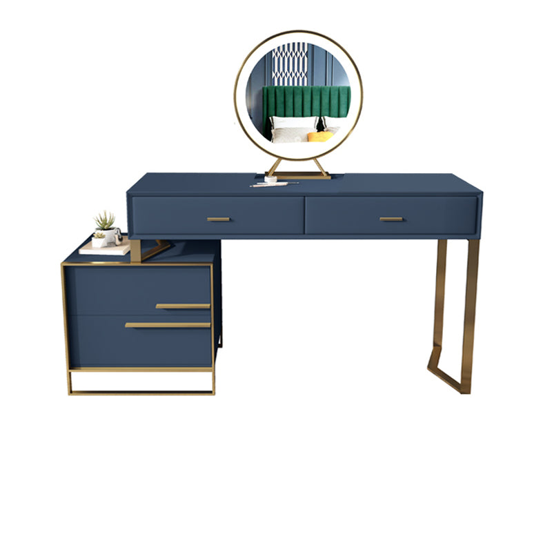 Glam Make-up Vanity Blue Leather Mirror Bedroom Makeup Vanity Set