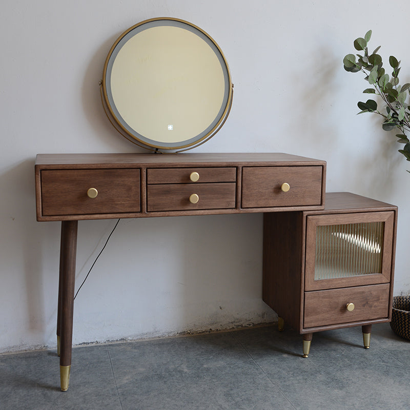 Rubberwood Dressing Table Solid Wood Make-up Vanity with Drawers