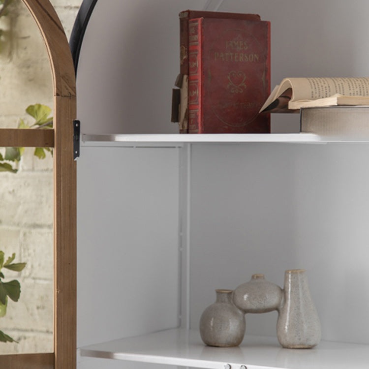 Wood and Iron Chest with Doors Bar Pulls Accent Cabinet with Shelves
