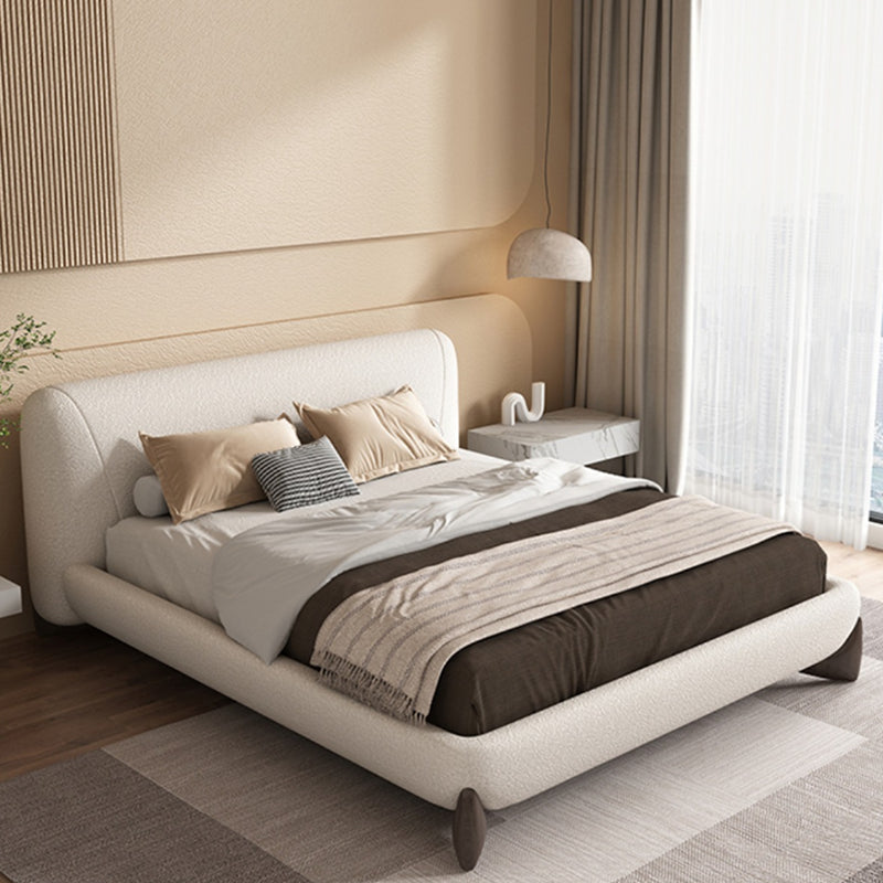 Contemporary Standard Bed with Rectangle Upholstered Headboard in White