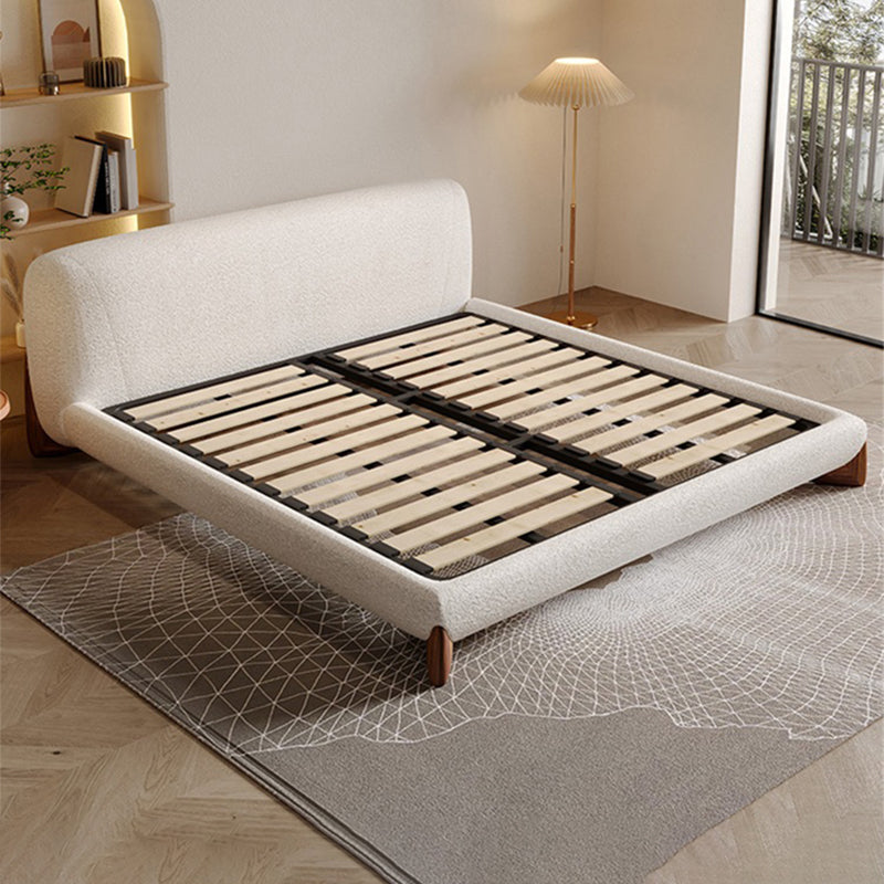 Contemporary Standard Bed with Rectangle Upholstered Headboard in White