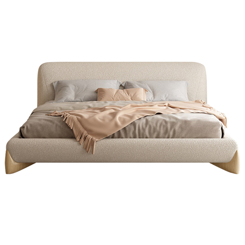 Contemporary Standard Bed with Rectangle Upholstered Headboard in White
