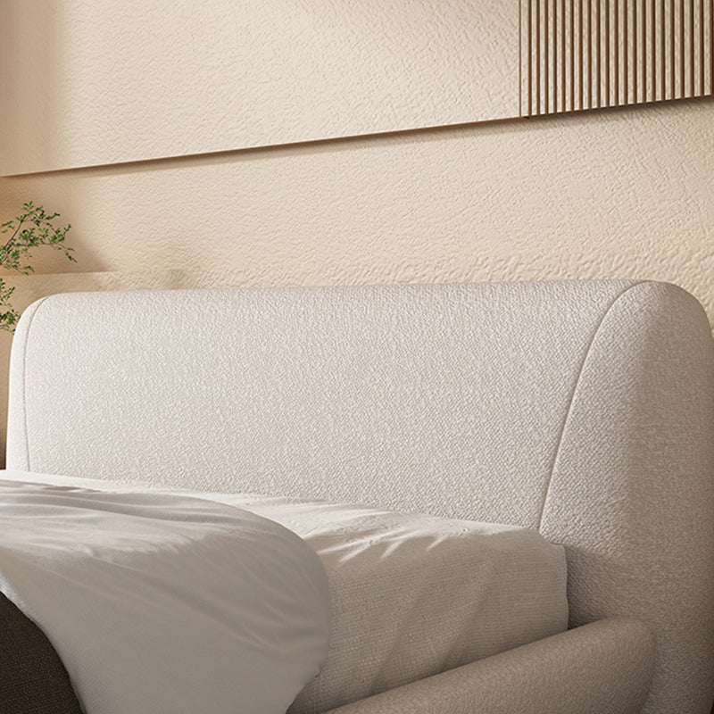 Contemporary Standard Bed with Rectangle Upholstered Headboard in White