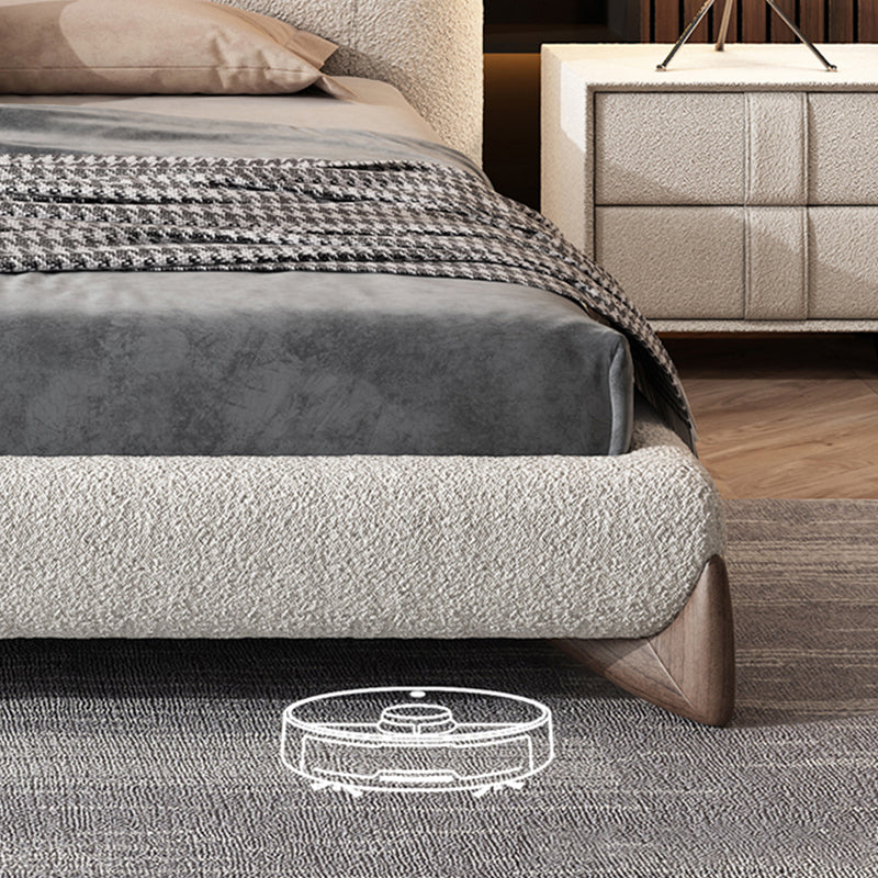 Contemporary Standard Bed with Rectangle Upholstered Headboard in White