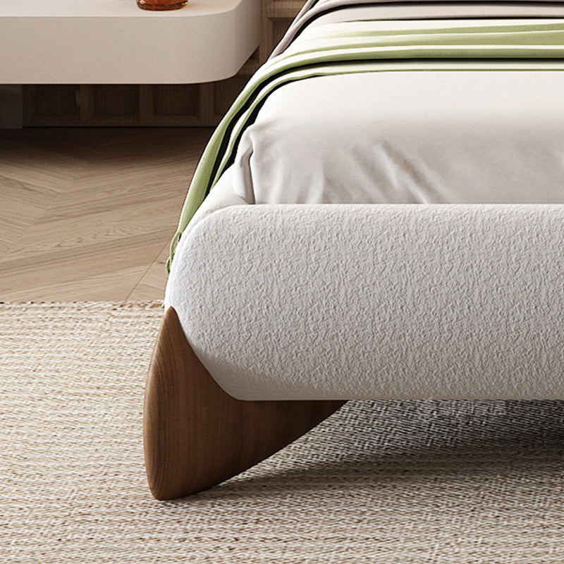 Contemporary Standard Bed with Rectangle Upholstered Headboard in White