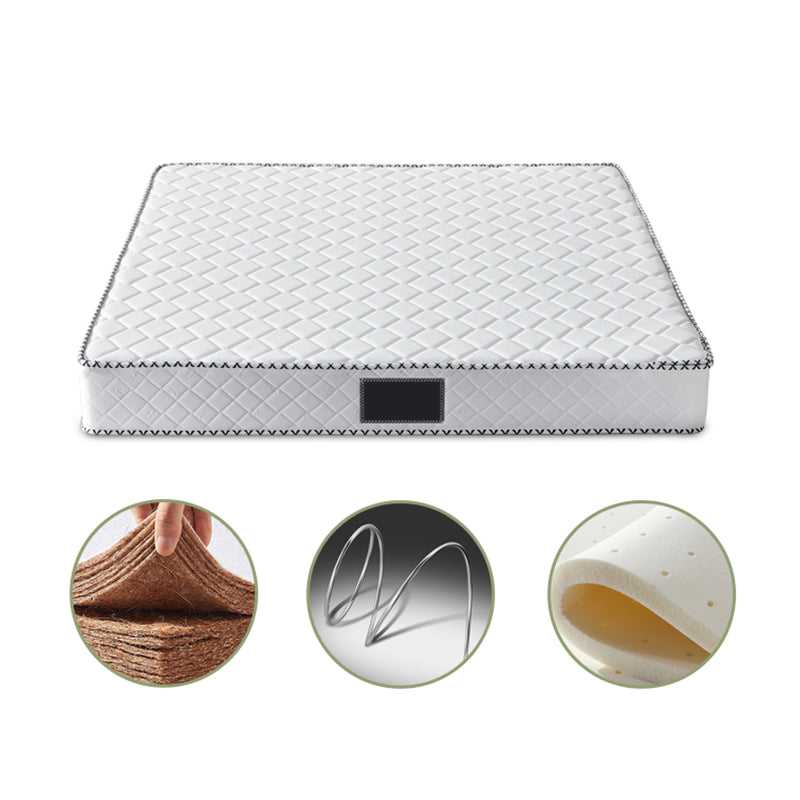 Contemporary Standard Bed with Rectangle Upholstered Headboard in White