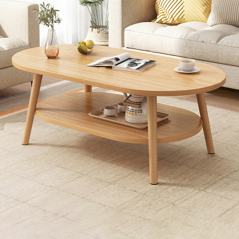 Four Legs Coffee Table Artificial Wood Coffee or End Table with Shelf