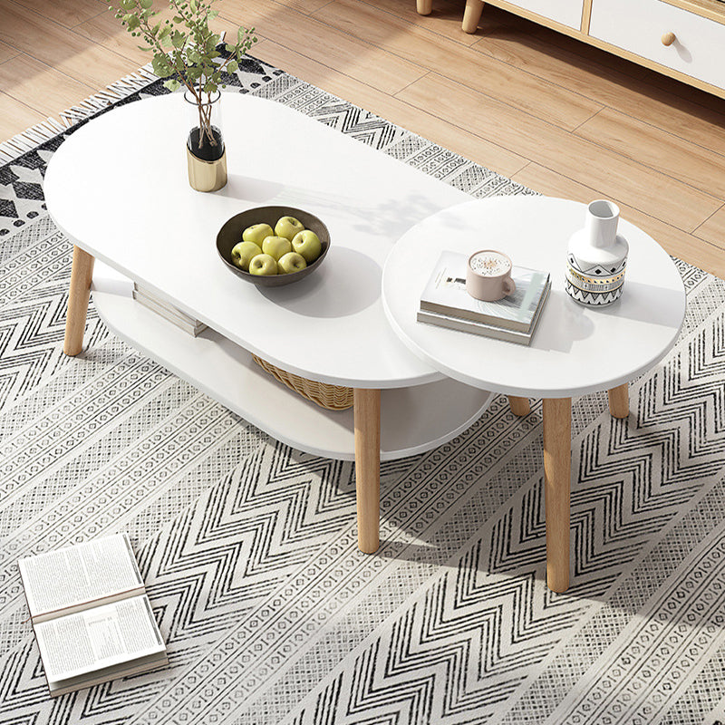 Four Legs Coffee Table Artificial Wood Coffee or End Table with Shelf