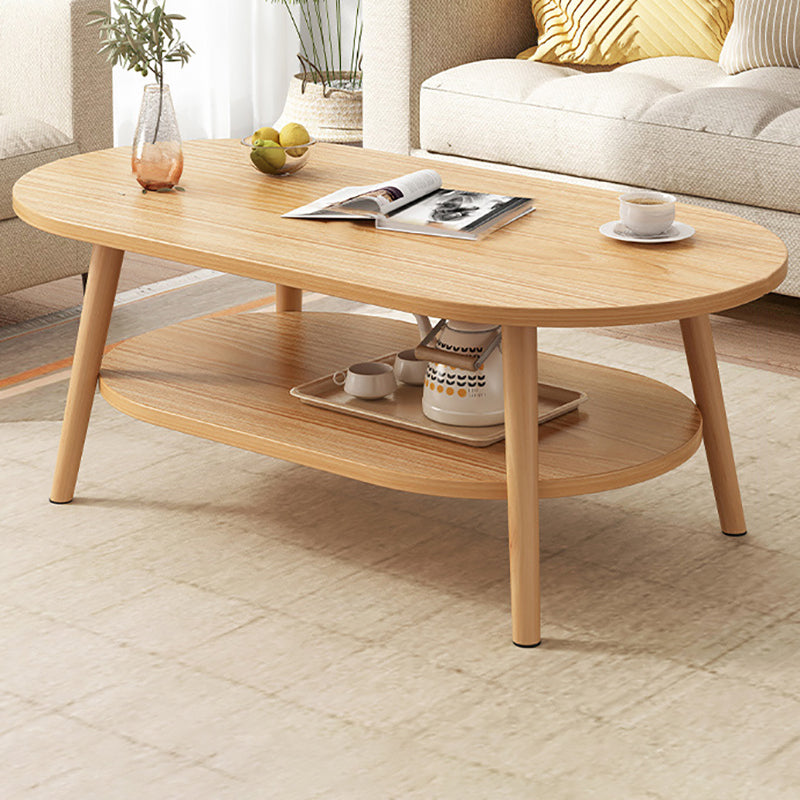 Four Legs Coffee Table Artificial Wood Coffee or End Table with Shelf