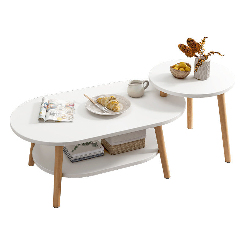 Four Legs Coffee Table Artificial Wood Coffee or End Table with Shelf