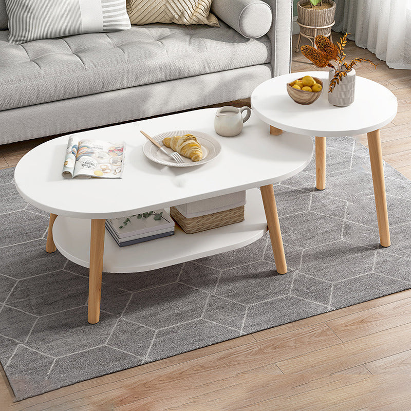 Four Legs Coffee Table Artificial Wood Coffee or End Table with Shelf