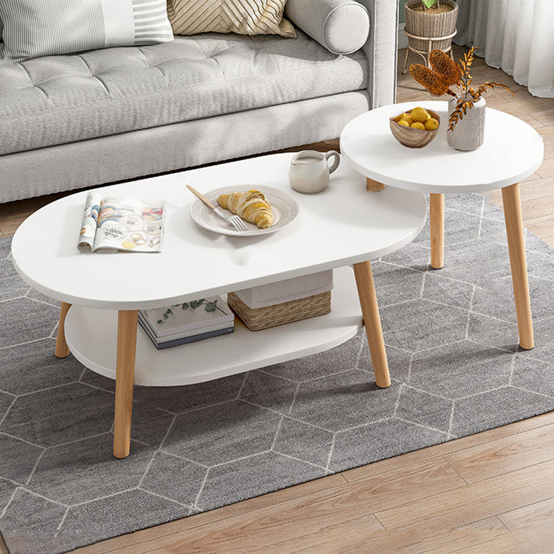 Four Legs Coffee Table Artificial Wood Coffee or End Table with Shelf