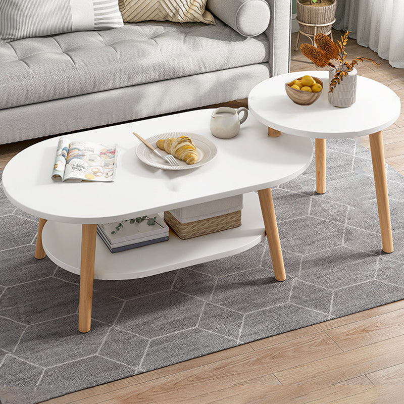 Four Legs Coffee Table Artificial Wood Coffee or End Table with Shelf