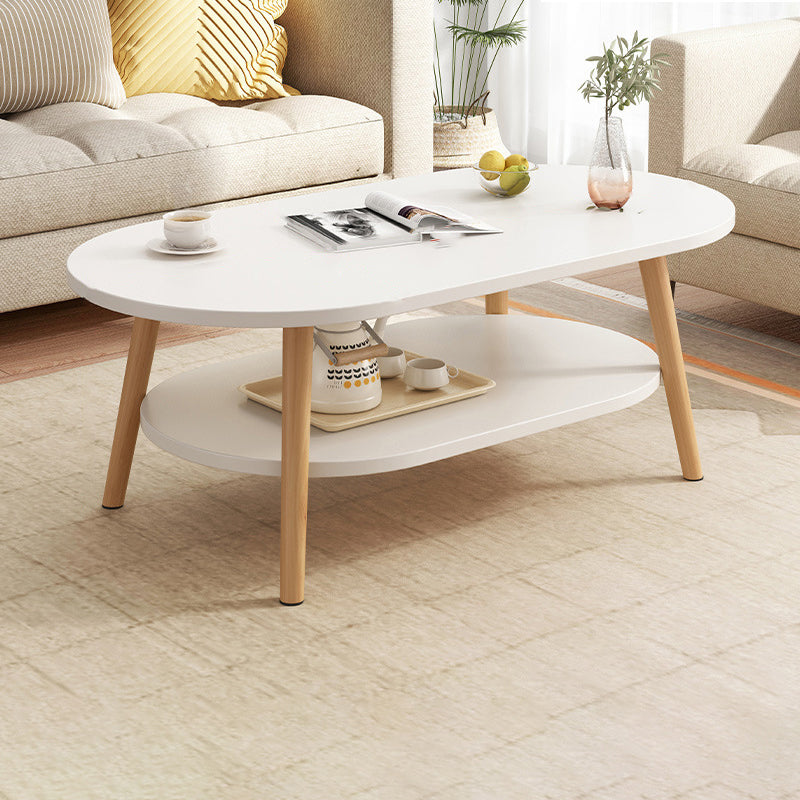 Four Legs Coffee Table Artificial Wood Coffee or End Table with Shelf