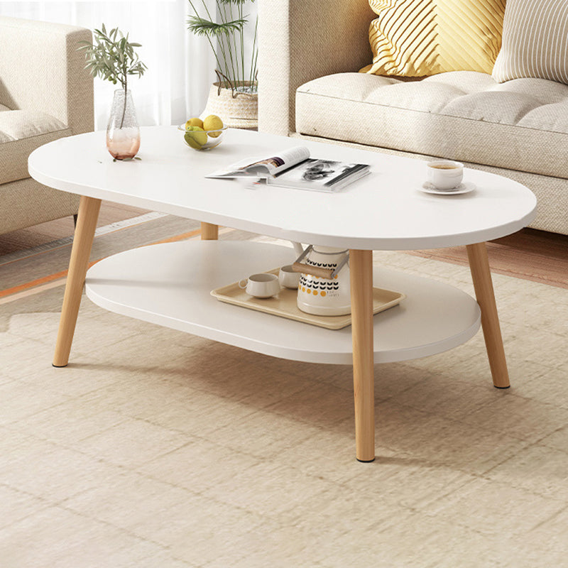 Four Legs Coffee Table Artificial Wood Coffee or End Table with Shelf