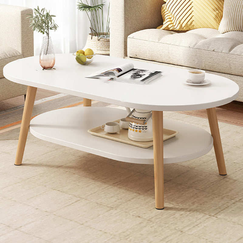 Four Legs Coffee Table Artificial Wood Coffee or End Table with Shelf