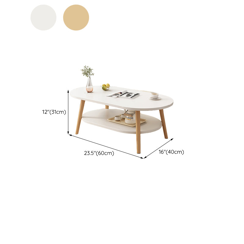 Four Legs Coffee Table Artificial Wood Coffee or End Table with Shelf