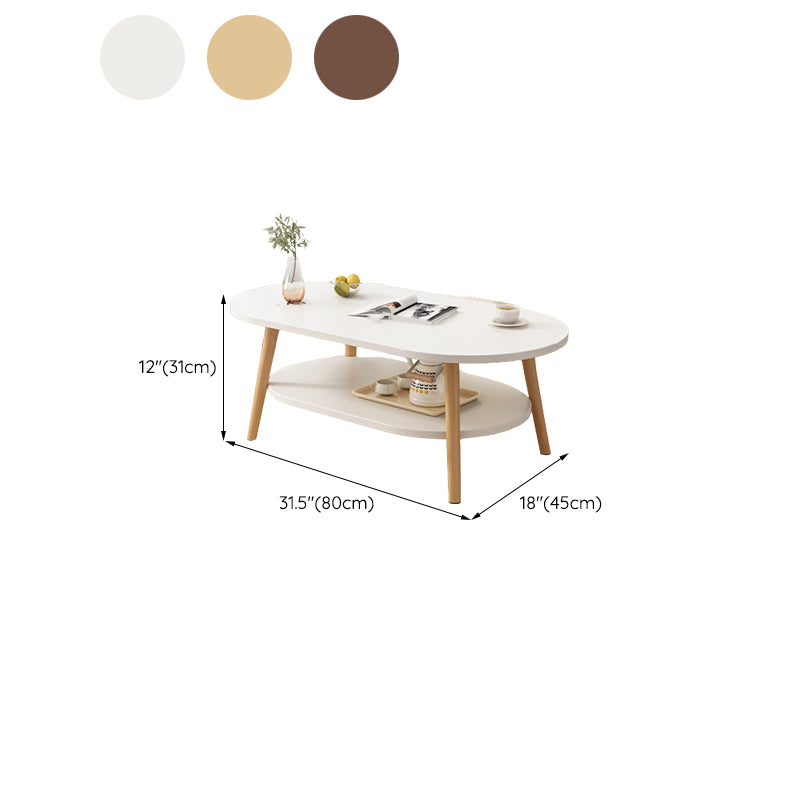 Four Legs Coffee Table Artificial Wood Coffee or End Table with Shelf