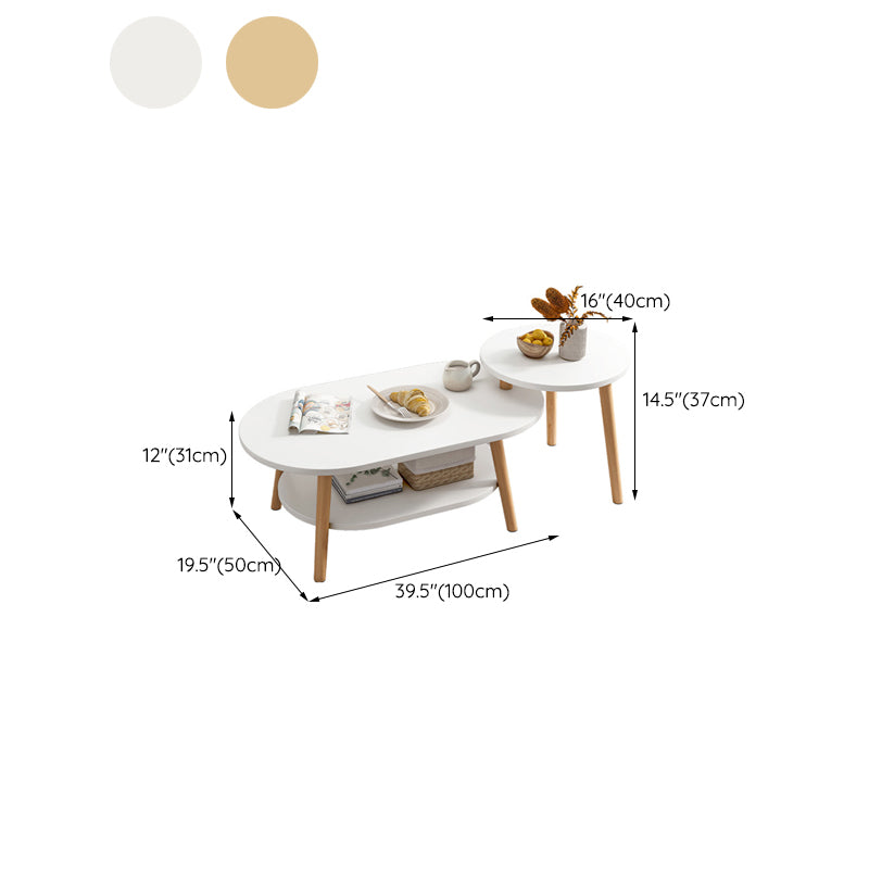 Four Legs Coffee Table Artificial Wood Coffee or End Table with Shelf