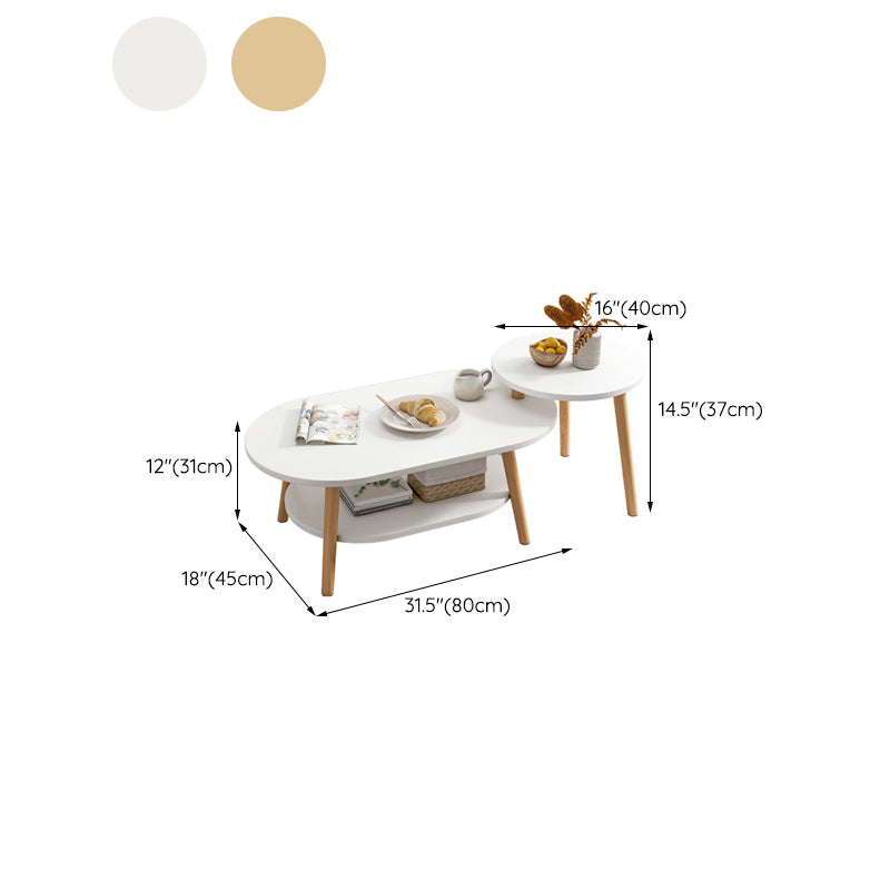 Four Legs Coffee Table Artificial Wood Coffee or End Table with Shelf