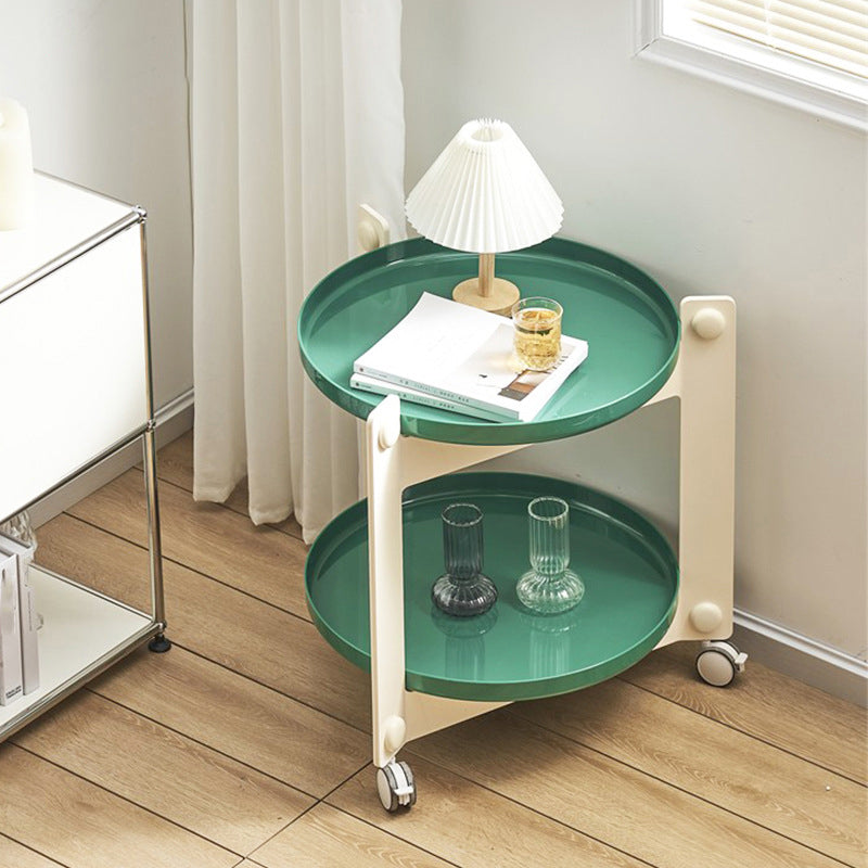 Plastic Round Accent Side 25.59" Wide Table Corner Table with Wheel