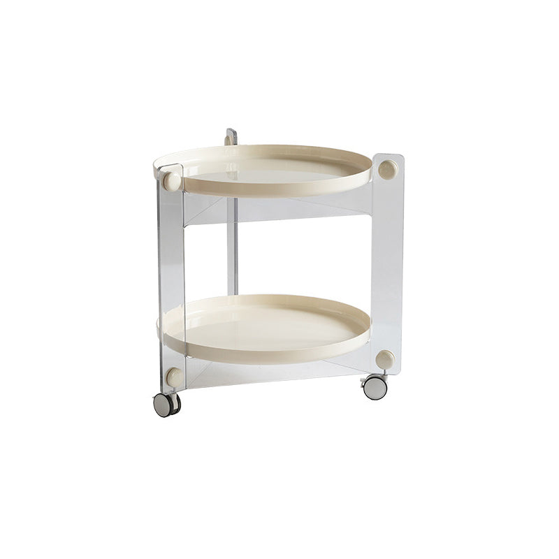 Plastic Round Accent Side 25.59" Wide Table Corner Table with Wheel