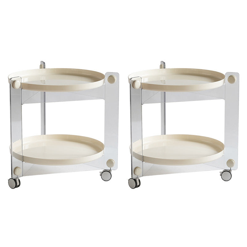 Plastic Round Accent Side 25.59" Wide Table Corner Table with Wheel