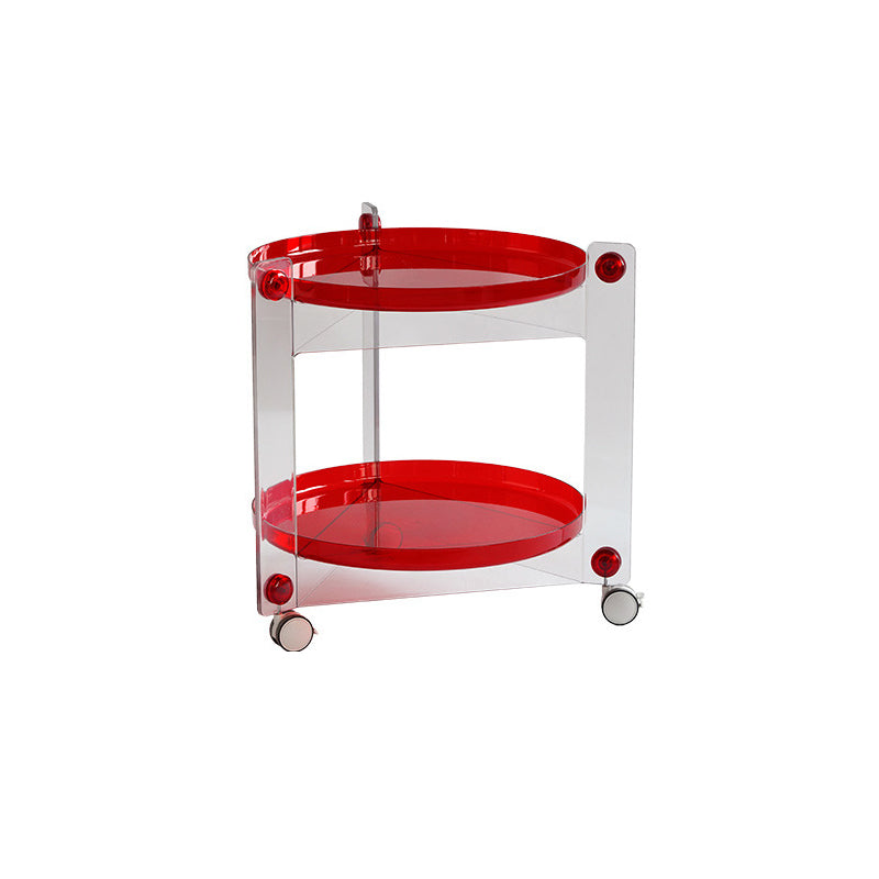 Plastic Round Accent Side 25.59" Wide Table Corner Table with Wheel